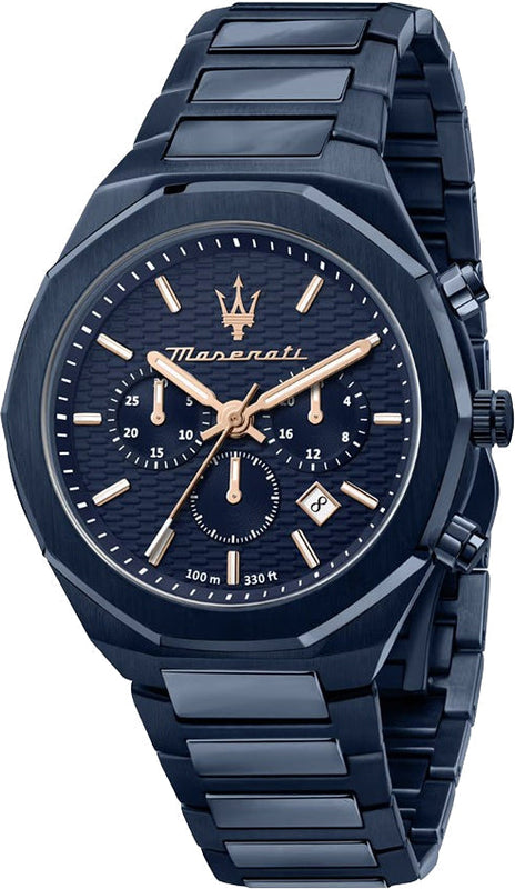 Maserati Stile Chronograph Blue Dial Blue Steel Strap Watch For Men - R8873642008 Authentic Buy Shop Now