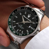 Maserati SFIDA Chronograph Black Dial Silver Steel Strap Watch For Men - R8853140005 Authentic Buy Shop Now