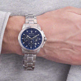 Maserati Successo Chronograph Blue Dial Silver Steel Strap Watch For Men - R8873621002 Authentic Buy Shop Now