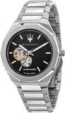 Maserati Stile Skeleton Automatic Black Dial Silver Steel Strap Watch For Men - R8823142002 Authentic Buy Shop Now