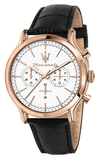 Maserati Epoca Chronograph White Dial Black Leather Strap Watch For Men - R8871618016 Authentic Buy Shop Now