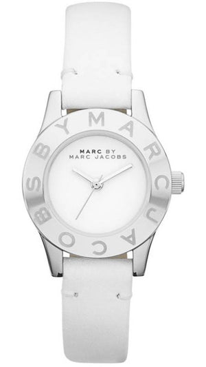 Marc Jacobs Mini Blade White Dial White Leather Strap Watch for Women - MBM1206 Authentic Buy Shop Now