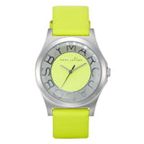 Marc Jacobs Henry Skeleton Neon Yellow Dial Yellow Leather Strap Watch for Women - MBM1242 Authentic Buy Shop Now