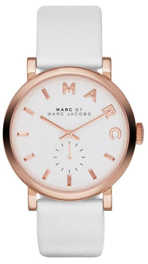 Marc Jacobs Baker White Dial White Leather Strap Watch for Women - MBM1283 Authentic Buy Shop Now