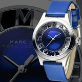 Marc Jacobs Henry Skeleton Blue Dial Blue Leather Strap Watch for Women - MBM1337 Authentic Buy Shop Now