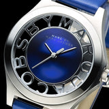 Marc Jacobs Henry Skeleton Blue Dial Blue Leather Strap Watch for Women - MBM1337 Authentic Buy Shop Now