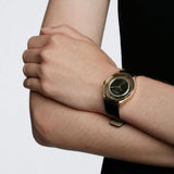 Marc Jacobs Tether Black Dial Black Leather Strap Watch for Women - MBM1376 Authentic Buy Shop Now