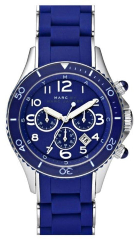 Marc Jacobs Rock Chronograph Blue Dial Blue Silicone Strap Watch for Women - MBM2548 Authentic Buy Shop Now