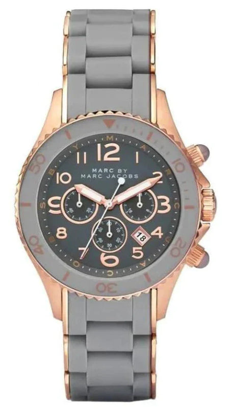 Marc Jacobs Rock Chronograph Grey Dial Grey Silicone Strap Watch for Women - MBM2550 Authentic Buy Shop Now