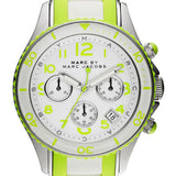 Marc Jacobs Rock Chronograph White Dial White & Green Silicone Strap Watch for Women - MBM2592 Authentic Buy Shop Now