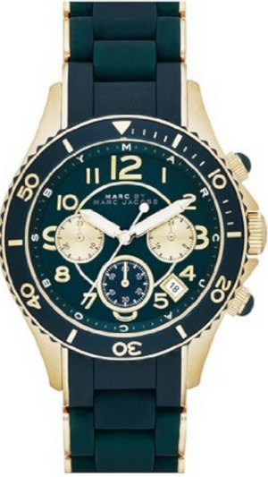 Marc Jacobs Rock Chronograph Green Dial Green Silicone Strap Watch for Women - MBM2597 Authentic Buy Shop Now