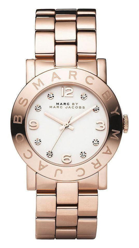 Marc Jacobs Amy White Dial Rose Gold Steel Strap Watch for Women - MBM3077 Authentic Buy Shop Now