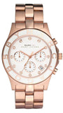 Marc Jacobs Blade Chronograph White Dial Rose Gold Steel Strap Watch for Women - MBM3082 Authentic Buy Shop Now
