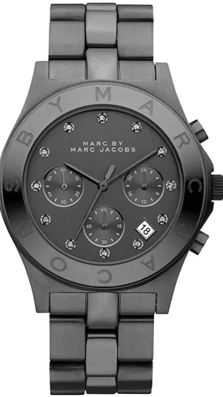 Marc Jacobs Blade Chronograph Black Dial Black Steel Strap Watch for Women - MBM3103 Authentic Buy Shop Now