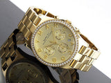 Marc Jacobs Henry Chronograph Gold Dial Gold Steel Strap Watch for Women - MBM3105 Authentic Buy Shop Now