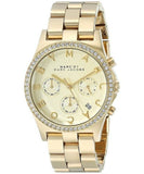 Marc Jacobs Henry Chronograph Gold Dial Gold Steel Strap Watch for Women - MBM3105 Authentic Buy Shop Now