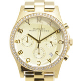 Marc Jacobs Henry Chronograph Gold Dial Gold Steel Strap Watch for Women - MBM3105 Authentic Buy Shop Now