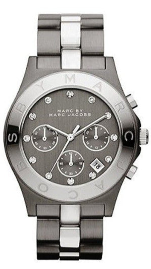 Marc Jacobs Blade Chronograph Black Dial Two Tone Steel Strap Watch for Women - MBM3179 Authentic Buy Shop Now