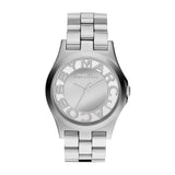 Marc Jacobs Henry Transparent Silver Dial Silver Steel Strap Watch for Women - MBM3205 Authentic Buy Shop Now