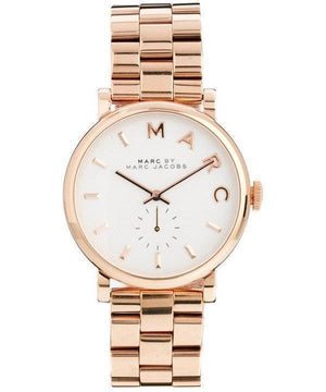 Marc Jacobs Baker White Dial Rose Gold Steel Strap Watch for Women - MBM3244 Authentic Buy Shop Now