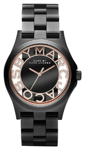 Marc Jacobs Henry Skeleton Black Dial Black Steel Strap Watch for Women - MBM3254 Authentic Buy Shop Now