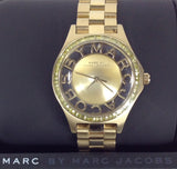 Marc Jacobs Henry Transparent Gold Dial Gold Steel Strap Watch for Women - MBM3338 Authentic Buy Shop Now