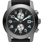 Marc Jacobs Larry Chronograph Black Dial Black Leather Strap Watch for Men - MBM5054 Authentic Buy Shop Now