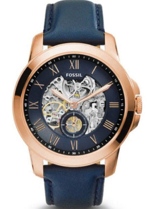 Fossil Grant Mechanical Blue Dial Blue Leather Strap Watch for Men - ME3054 Authentic Buy Shop Now