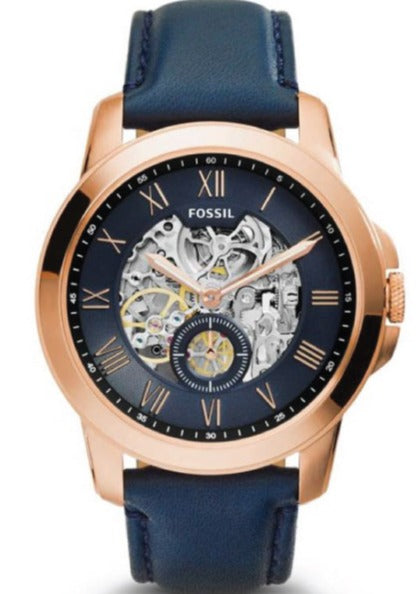 Fossil Grant Mechanical Blue Dial Blue Leather Strap Watch for Men - ME3054 Authentic Buy Shop Now