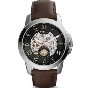 Fossil Grant Automatic Skeleton Black Dial Brown Leather Strap Watch for Men - ME3095 Authentic Buy Shop Now