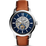 Fossil Townsman Automatic Skeleton Blue Dial Brown Leather Strap Watch for Men - ME3154 Authentic Buy Shop Now