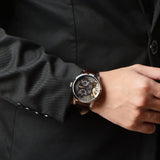 Fossil Townsman Automatic Black Dial Brown Leather Strap Watch for Men - ME1163 Authentic Buy Shop Now