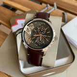 Fossil Townsman Automatic Black Dial Brown Leather Strap Watch for Men - ME1163 Authentic Buy Shop Now