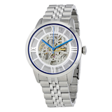 Fossil Townsman Automatic Skeleton Silver Dial Silver Steel Strap Watch for Men - ME3044 Authentic Buy Shop Now