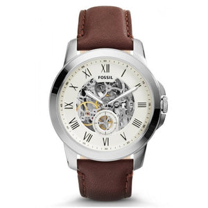 Fossil Grant Automatic White Dial Brown Leather Strap Watch for Men - ME3027 Authentic Buy Shop Now