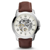 Fossil Grant Automatic White Dial Brown Leather Strap Watch for Men - ME3027 Authentic Buy Shop Now