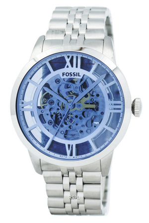 Fossil Townsman Automatic Skeleton Blue Dial Silver Steel Strap Watch for Men - ME3073 Authentic Buy Shop Now