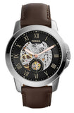 Fossil Grant Automatic Skeleton Black Dial Brown Leather Strap Watch for Men - ME3095 Authentic Buy Shop Now