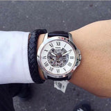 Fossil Grant Automatic Skeleton White Dial Black Leather Strap Watch for Men - ME3101 Authentic Buy Shop Now