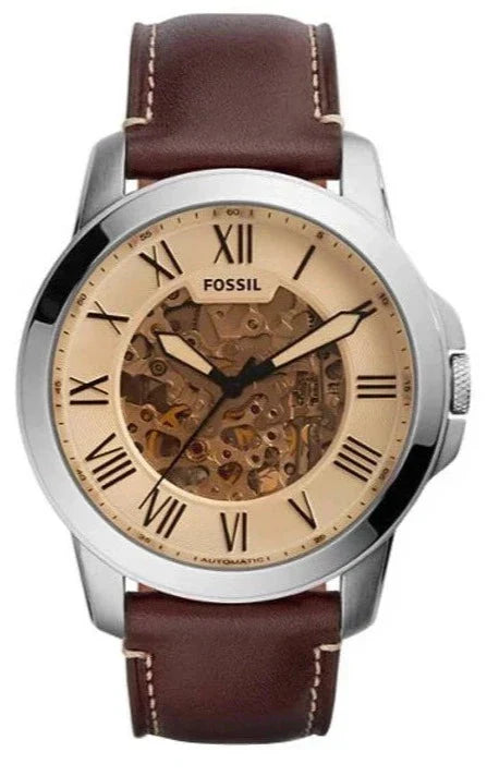 Fossil Grant Chronograph Cream Dial Brown Leather Strap Watch for Men - ME3122 Authentic Buy Shop Now
