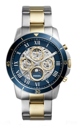 Fossil Grant Sport Automatic Skeleton Blue Dial Two Tone Steel Strap Watch for Men - ME3141 Authentic Buy Shop Now