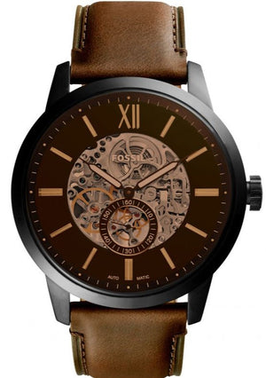 Fossil Townsman Automatic Black Dial Brown Leather Strap Watch for Men - ME3155 Authentic Buy Shop Now