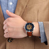 Fossil Neutra Automatic Luggage Skeleton Blue Dial Brown Leather Strap Watch for Men - ME3160 Authentic Buy Shop Now