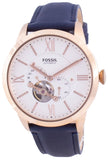 Fossil Townsman Automatic White Dial Navy Blue Leather Strap Watch for Men - ME3171 Authentic Buy Shop Now