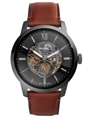 Fossil Townsman Automatic Skeleton Black Dial Brown Leather Strap Watch for Men - ME3181 Authentic Buy Shop Now