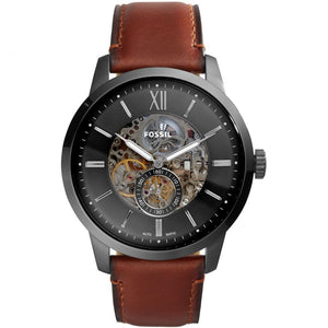 Fossil Townsman Automatic Skeleton Black Dial Brown Leather Strap Watch for Men - ME3181 Authentic Buy Shop Now