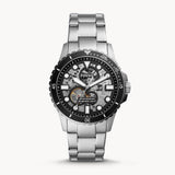 Fossil FB-01 Automatic Skeleton Black Dial Silver Steel Strap Watch for Men - ME3190 Authentic Buy Shop Now