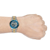 Fossil FB-01 Automatic Skeleton Blue Dial Two Tone Steel Strap Watch for Men - ME3191 Authentic Buy Shop Now