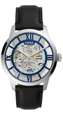 Fossil Townsman Automatic Skeleton Blue Dial Black Leather Strap Watch for Men - ME3200 Authentic Buy Shop Now