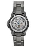 Fossil FB-01 Automatic Skeleton Black Dial Grey Steel Strap Watch for Men - ME3201 Authentic Buy Shop Now